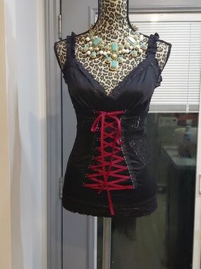 Marciano Black Lace Zip-back Bustier